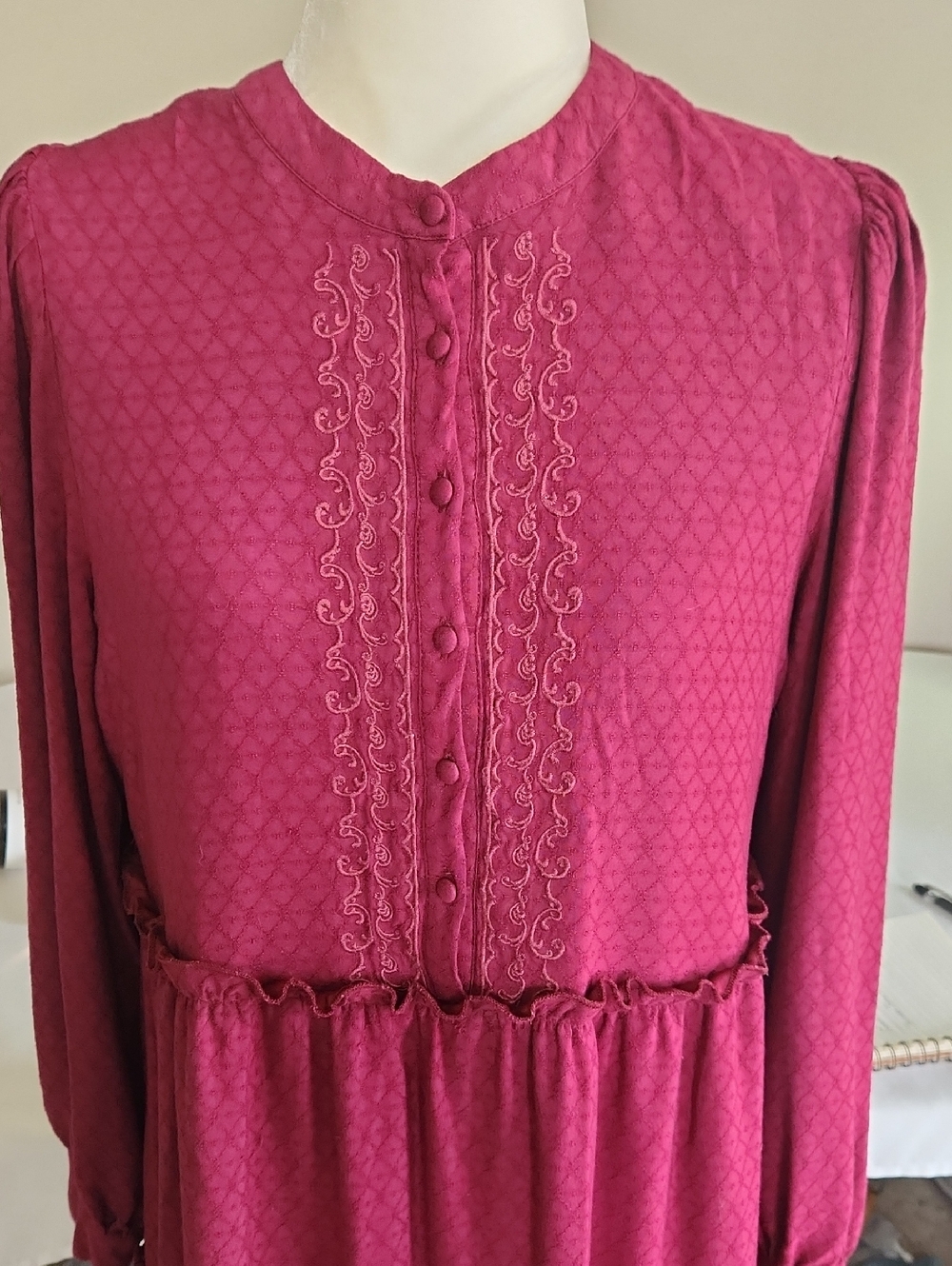 Penelope Rose Plum Ruffeled Prairie Dress. Size Jrs. XL - Picture 3 of 10